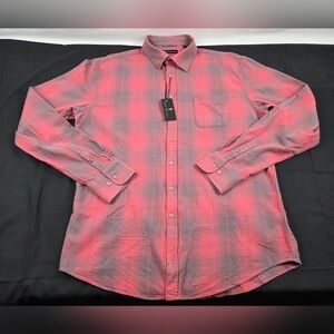 American Tall Shirt Mens XLT Multicolor Long Sleeve Button Up Plaid 100% Cotton